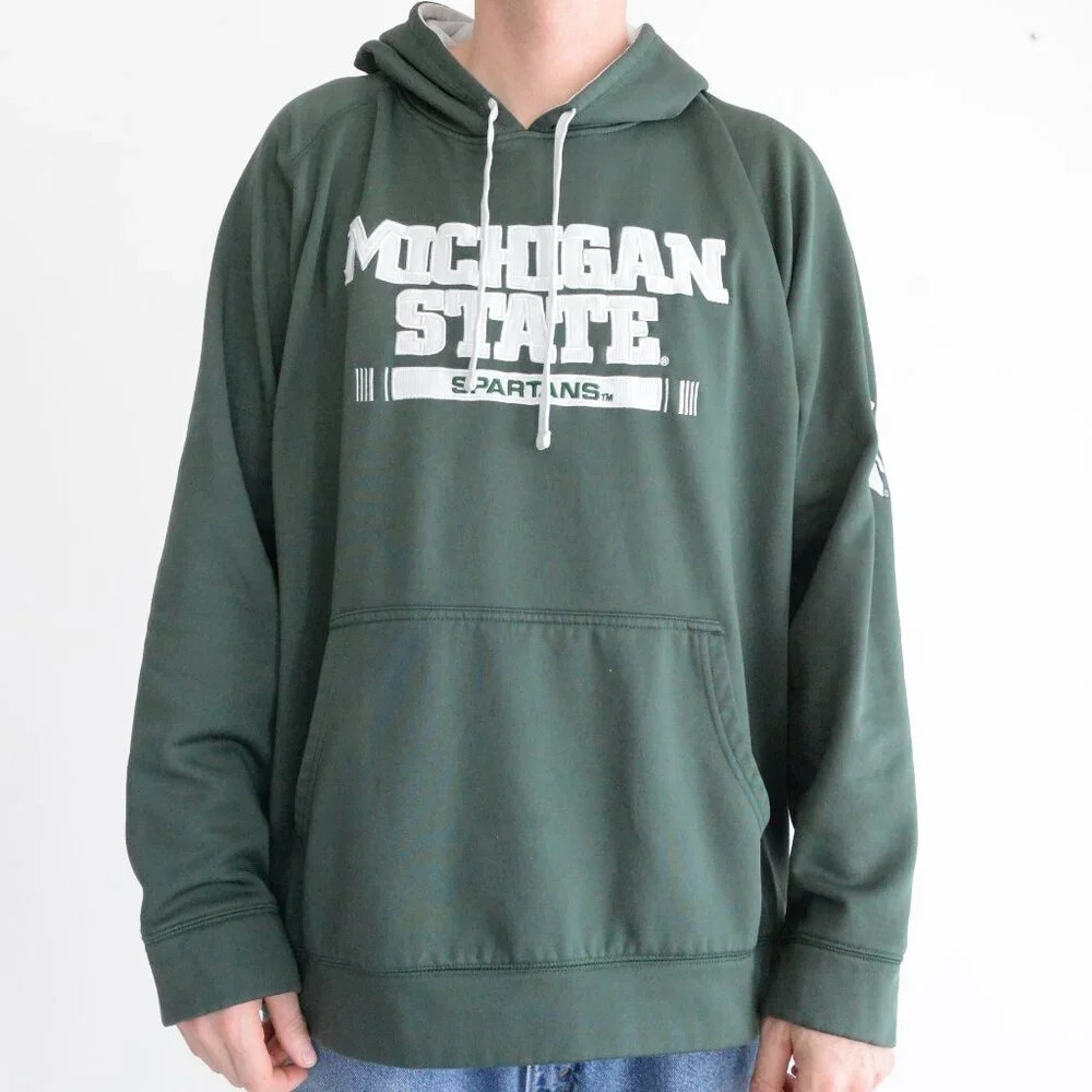 Champion Authentic  Mi State Spartans Green White Pullover Hooded Sweatshirt XL